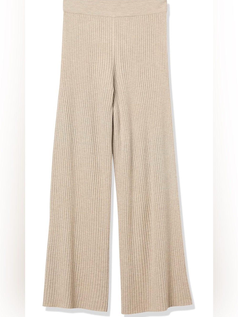 The Drop Catalina Heather Sand Ribbed Sweater Pants Straight Wide Leg Crop 29 in - Picture 3 of 9